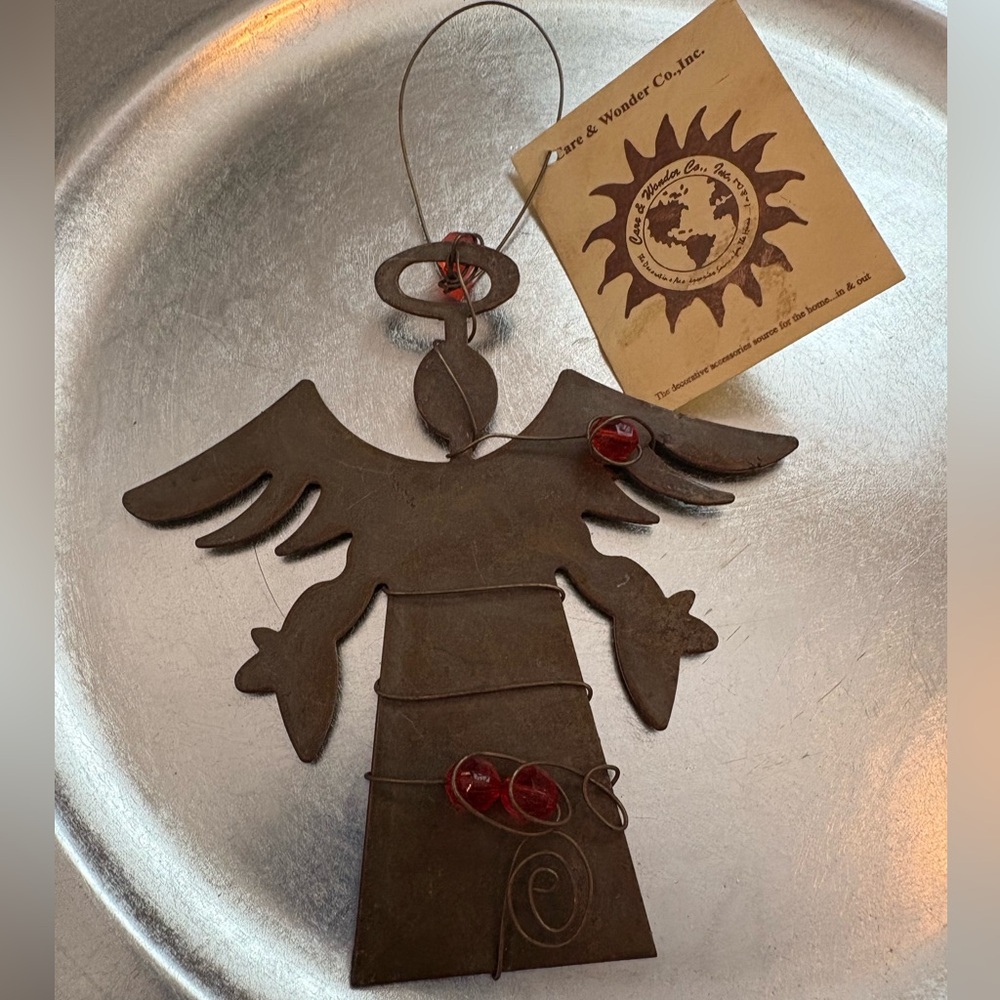 Wrapped wire diecut metal handcrafted Angel Decoration Ornament Door Hanger NWT